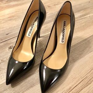 KARL LAGERFIELD PARIS Black pointy-toed pumps SZ 6